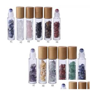 Storage Bottles Jars 10Ml Essential Oil Diffuser Clear Glass Roll On Per With Crushed Natural Crystal Quartz Stone Roller Ball 051 Dhr2K