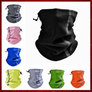 MZZ81 Winter Polar Fleece Neck Scarf Thick Warmer Motorcycle Balaclava Reflective Strip Night Cycling Riding Face Mask Buffs Cover Men