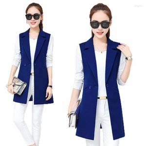 Women's Vests Nice Spring Autumn Women's Sleeveless Jacket Long Vest Female A Button Suit Waistcoat Blazer Coat 3XL