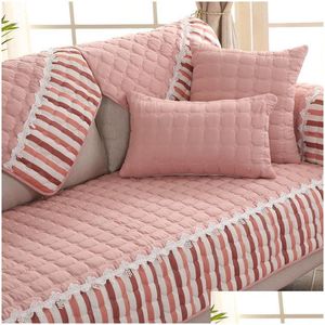 Stuhlhussen Ers Stripe Moderne Baumwollcouch für Möbel Rutschfeste Sofa-Slipers-Matte Heimtextilien Forros Para Muebles de Sala CX527 Dr Dh8Gt