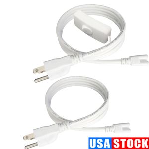 US Plug T8 Tube Wire Switch Connector med ON OFF Switch Str￶msladdf￶rl￤ngning Pigtail f￶r Lamp Light Port 1ft 2ft 3.3ft 4ft 5ft 6ft 100 st.