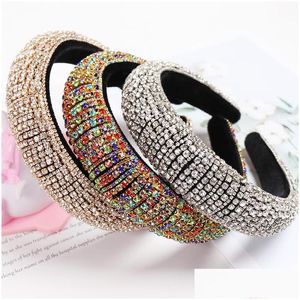 Pannband FL Crystal Hair Bands for Women Lady Shiny Padded Diamond Hoop Fashion Accessories J1500 Drop Delivery Products DH1TQ