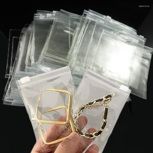 Schmuckbeutel, transparent, PVC, selbstdichtende Plastiktüte, dick, durchsichtig, für Ohrringe, Verpackung, Aufbewahrungsbeutel, 10 Stück