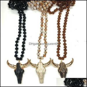 Collane con ciondolo New Bohemian Tauren Cow Bl Head Collana a catena lunga Corno d'oro Elegante Donna Uomo Gioielli di moda Regalo Drop Delivery Dhrib