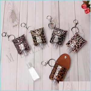 Party Favor Leopard Pu skórzany uchwyt na dezynferek Bag worka na klucz 30 ml butelka do butelki Ręka Dozownik Tartan Drukowane żel Dostawa Dhxqe