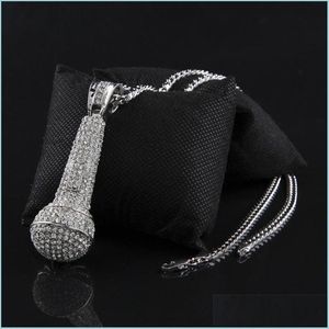 H￤nghalsband Mens Iced Out Necklace Fashion Microphone Hip Hop Jewelry Gold Cuban Chain C3 Drop Delivery Pendants DHP7X