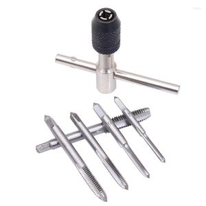 6pcs para parafuso Tapete do parafuso Conjunto de torneira em T M3 m4 m5 m6 m8 Torneamento do kit de ferramenta de mão de mão reversível Polícia de fenda Reversível