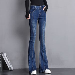 Jeans da donna Vintage Blue Skinny Flare Donna Sexy Slim Vita alta Fondo a campana Vaqueros Mujer Streetwear Wash Mom Pantaloni in denim 230111