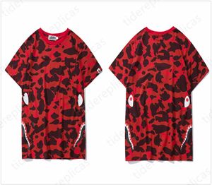 t shirt uomo magliette designer tshirt donna grafica tees abbigliamento abbigliamento puro cotone Sakura Shark stampa zip Linea schiuma T-shirt patchwork Linea stampaggio Flame Camo C1