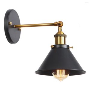 Duvar lambası vintage siyah unbrella etek gölgesi metal lambalar edison retro sconce ışıkları