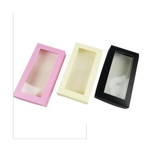 Gift Wrap 21X11X3.5Cm Large Black White Er Paper Packing Box With Plastic Pvc Window Wig Wallet Tie Packaging Carton Drop Delivery H Dhqg3
