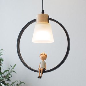 Pendelleuchten Dekor Cartoon Schlafzimmer Led Kronleuchter Junge amp; Girl Light American Style Resin Bar Kicthen Beleuchtung Loft Innenlampe Holz