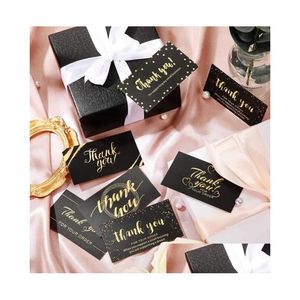 Greeting Cards Black With Gold Letters Adhesive Stickers 120Pcs Thank You For Your Order 50Mmx88Mm Supporting My Small Drop Delivery Dhbof