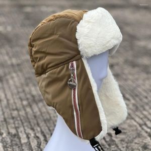 Berets lei feng cap zamykanie stałe kolor anty-zamrażony zimowy zimny osłonę na narciarstwo