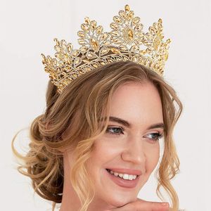 Wedding Hair Jewelry Baroque Crown Big Tiaras Akcesoria Bling Księżniczka Diandem z grzebieniami kobiet dziewczęta opaski na głowę 230112