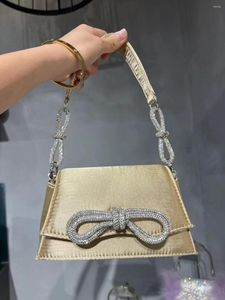 Evening Bags Mini Rhinestone Bow Fashion Handbags For Women Chic Boutique Shiny Crystal Small Clutch Purse Wedding Party