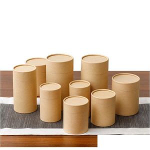 Wrap regalo 10pcs/lotto Kraft Paper Round Cilindro T￨ Coffee Contenitore Basella di cartone biodegradabile per ding/maglietta/ince dhtd9