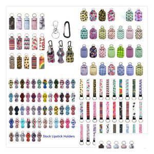 Keychains Lanyards 229 Styles Neoprene Hand Sanitizer Bottle Holder Keychain Bags 30Ml Wristlet Chapstick Drop Delivery Fashion Ac Dhyww