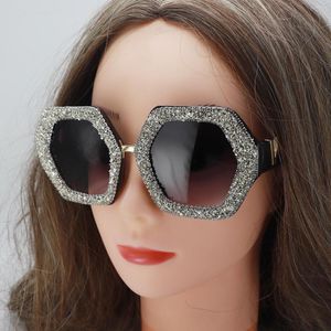 Okulary przeciwsłoneczne moda rhinestone ponadwymiarowe kobiety designerskie okulary uv400 vintage