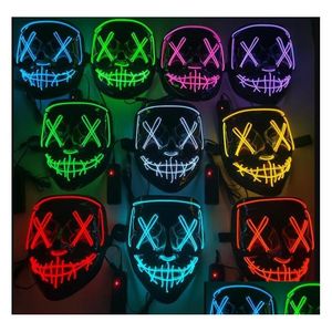 Mascheri per feste 10 colori Halloween Maschera Led Light Up Funny the Purge Election Year Great Festival Cosplay Costume Costume Drop Drop Delike Dhx4M