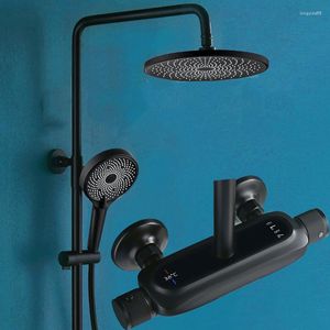 Bathroom Shower Sets Luxury Black Thermostatic Faucet Set Rainfall Bathtub Tap High-quality Multifunctional Handled