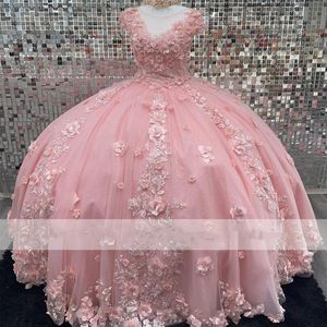 Розовое мяч платье Quinceanera Планшки 2023 сладкие 16 платья прозвен