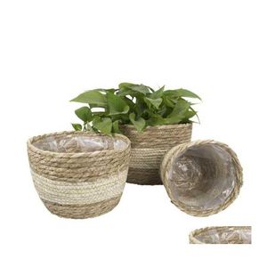 Planters Pots Nordic Handmade St Storage Basket Indoor Outdoor Flower Pot Plant Container Home Living Room Decoration Drop Deliver Otawm