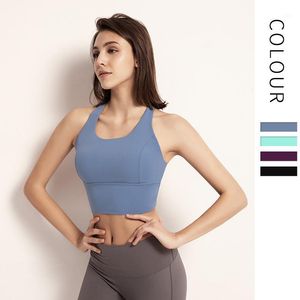 Gym Clothing Sports Bra Big Chest Solid Color No Steel Ring Shockproof Fitness Vest Women Fancy Beautiful Back Yoga Underwear