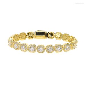 Link Bracelets łańcuch Cuban Cubic cyrkons 1 rzędowy tenis mężczyzna raper Braklets Unisex Cenne biżuterię uliczną Hip Hop Gold Cz Shiny Bolegle