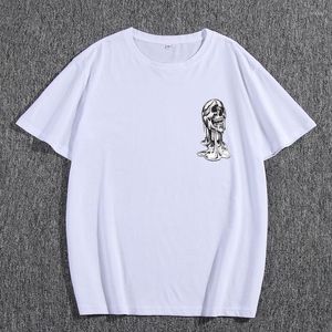 メンズTシャツサマーシャツコットンショートスカルプリントプリント男性カジュアルファッションビンテージTシャツレギュラーストリートウェアティートップス