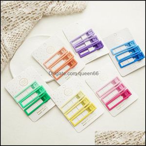 Hair Clips Barrettes 3 Pieces Hollow Gradient Colors Square Women Solid Color Plastic Bang European Girls Ponytail Scrunchies Edge Dho1D