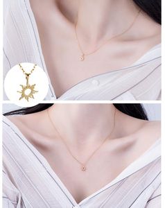 Collane con ciondolo in oro e collana Europa Corea del Sud Sole Lega Clavicola Accessori per gioielli a lisca di pesce