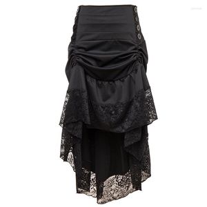 Skirts 2023 Ruffle Asymmetric Vintage Victorian Plus Size Woman's Autumn Winter High Low Irregular Gothic Steampunk Party