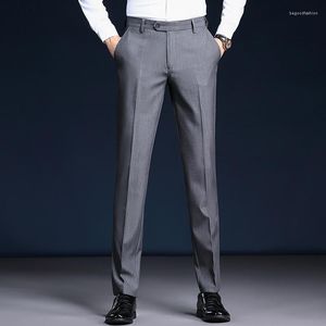 Herrdräkter Micro Autumn's High-End Elastic Plysch Casual Fashion Trousers Middle Aged Dad Lose Straight Men's Pants Trend