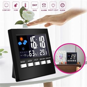 Desk Table Clocks Multi Function Perpetual Calendar Alarm LED Temperature And Humidity Display Color Screen Weather Snooze 230111