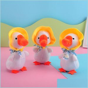 Decorative Objects Figurines Cute Pastoral Big White Goose Pendant Cartoon Keychain Plush Doll Trumpet Bag Drop Delivery Home Gard Dhfyt