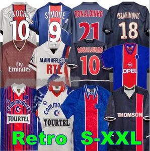 Okocha Retro Futbol Forması 93 94 95 96 Leroy Adailton 98 99 00 01 02 03 90 92 Klasik Rai Anelka Ibrahimovic Camisas de Futebol Ronaldinho Simone PSGS 666