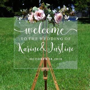 Outros adesivos decorativos Wedding Welcome Mirror Vinyl Sticker Nomes personalizados e data decalque decalque decalque Mural AJ551 230111