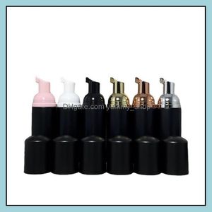 Packing Bottles Matte Black Travel Soap Bottle Plastic Foam Mini Foaming Pump Dispenser For Cleaning Cosmetics Packaging 60Ml Drop D Otewf