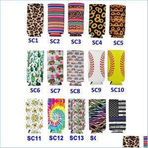 Andra barprodukter Slim Can Sleeve Sunflower Neoprene Insator Cooler Baseball Holder Water Bottle Ers Case Pouch Leopard Flower 15 S DHCDI