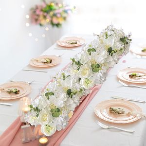 Dried Flowers Wedding Road Cited Silk Rose Peony Hydrangea DIY Arched Door Flower Row Window T Station Decoration 50cm 230111