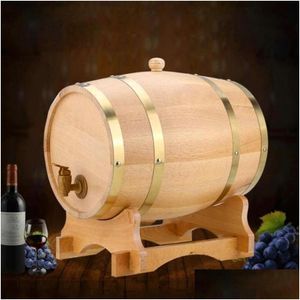 Dricka halm Sts Wood Wine Barrel Oak Beer Brewing Equipment Mini Keg Beverage Omsättning Hink Stora kapacitet Förvaring Container D DHIVG