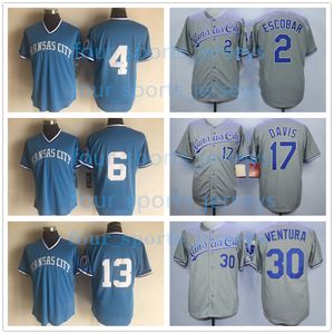 Retro baseball Jerseys Escobar Gordon Lorenzo Cain Salvador Perez Wade Davis Yordano Ventura Eric Hosmer Volquez Size S--6XL