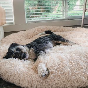 kennels pens Dog Bed Soft Fluffy Cat s Long Plush Dounts s Calming Hondenmand Pet Kennel House Cushion for Small Large Cats 230111