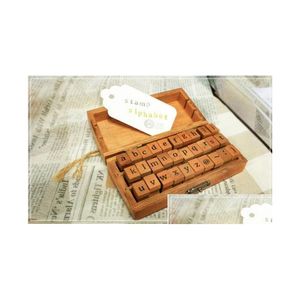Stamps Fast Wholesale Creative Lowercase Uppercase Alphabet Wood Rubber Set With Wooden Box 50Sets/Lot Sn2635 Drop Delivery Office S Dh8Hm