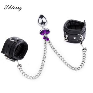 Bondage Thierry Anal Plug to Wrist Kit Gay Fetish Tail Handcuffs Adult Games Product BDSM Sex Toys For Men Women Restraints 230113