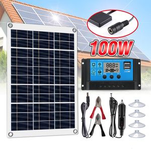 Painéis solares kit de painel solar de 100w completos 12V USB com células solares do controlador de 10-60A para o carregador de bateria de phone de barco de iates de Yacht RV de carro 230113