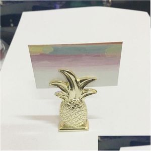 Party Favor Style Gold Pineapple Place Card Holder Tabellnummer Figur Stand Leveranser Br￶llop Digital Seat Decoration ZA1394 Drop de DH024