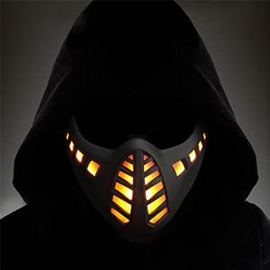 Partymasken Cyberpunk LED beleuchtetes halbes Gesicht taktisch für festliches Cosplay Halloween Kostüm Make-up Karneval 230113