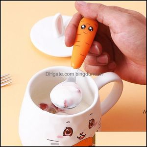 Cucchiai Utensili per bambini Simpatico cartone animato Carota Posate Materiale alimentare Kid Stoviglie in acciaio inossidabile Forchetta Cucchiaio Stoviglie Rre13632 Goccia Otmux